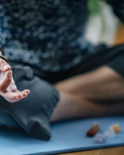 Meditating at Home. Fingers in Gyan Mudra, Symbol of Wisdom