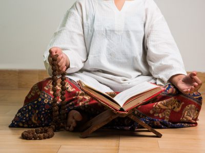 Meditation with Rudraksha Mala